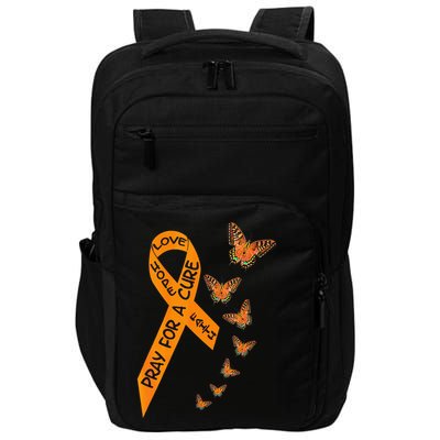 Multiple Sclerosis Awareness Butterfly Orange Ribbon Impact Tech Backpack