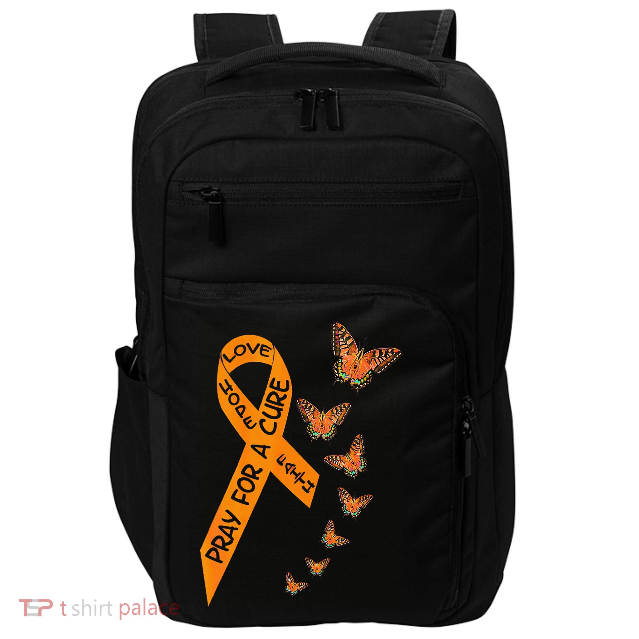 Multiple Sclerosis Awareness Butterfly Orange Ribbon Impact Tech Backpack