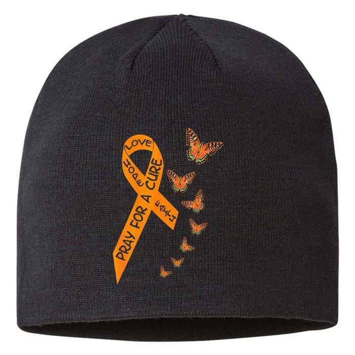 Multiple Sclerosis Awareness Butterfly Orange Ribbon Sustainable Beanie