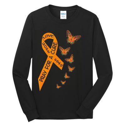 Multiple Sclerosis Awareness Butterfly Orange Ribbon Tall Long Sleeve T-Shirt