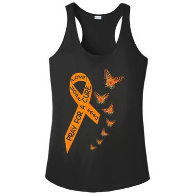 Multiple Sclerosis Awareness Butterfly Orange Ribbon Ladies PosiCharge Competitor Racerback Tank