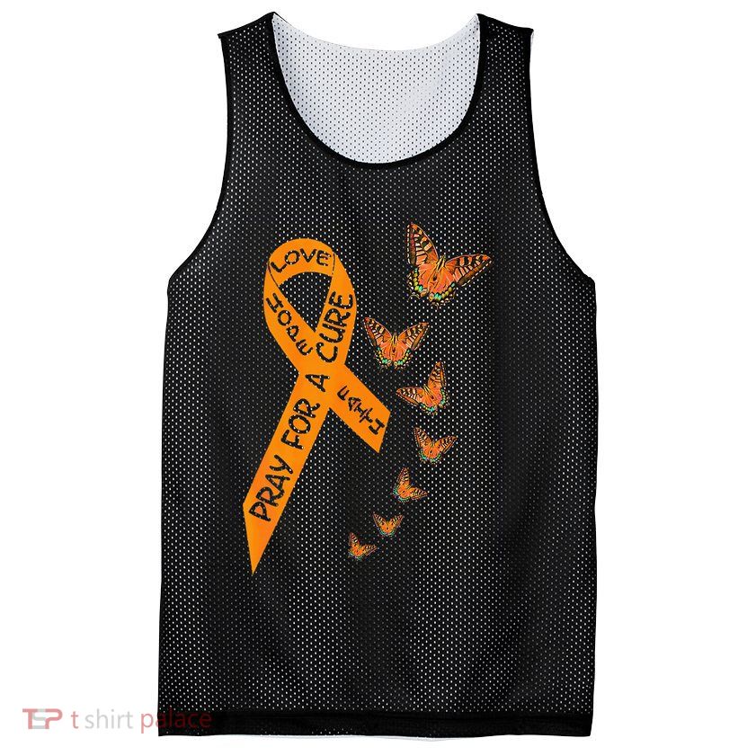 Multiple Sclerosis Awareness Butterfly Orange Ribbon Mesh Reversible Basketball Jersey Tank
