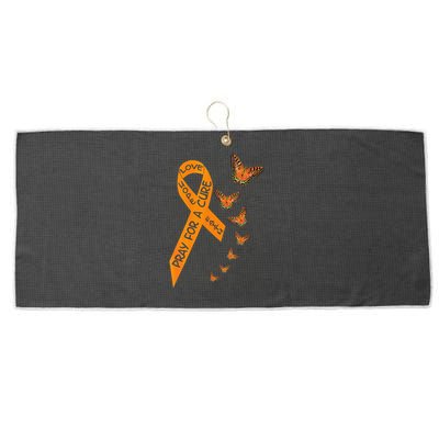 Multiple Sclerosis Awareness Butterfly Orange Ribbon Large Microfiber Waffle Golf Towel