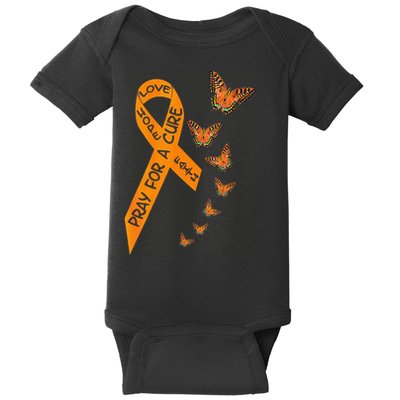 Multiple Sclerosis Awareness Butterfly Orange Ribbon Baby Bodysuit