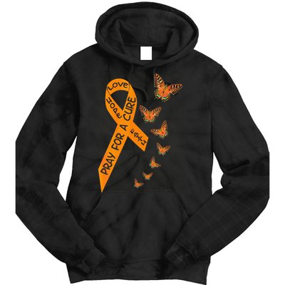 Multiple Sclerosis Awareness Butterfly Orange Ribbon Tie Dye Hoodie