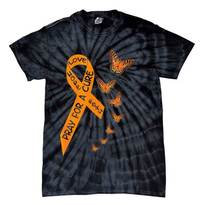 Multiple Sclerosis Awareness Butterfly Orange Ribbon Tie-Dye T-Shirt
