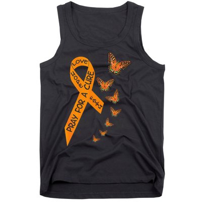 Multiple Sclerosis Awareness Butterfly Orange Ribbon Tank Top