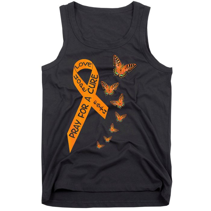 Multiple Sclerosis Awareness Butterfly Orange Ribbon Tank Top