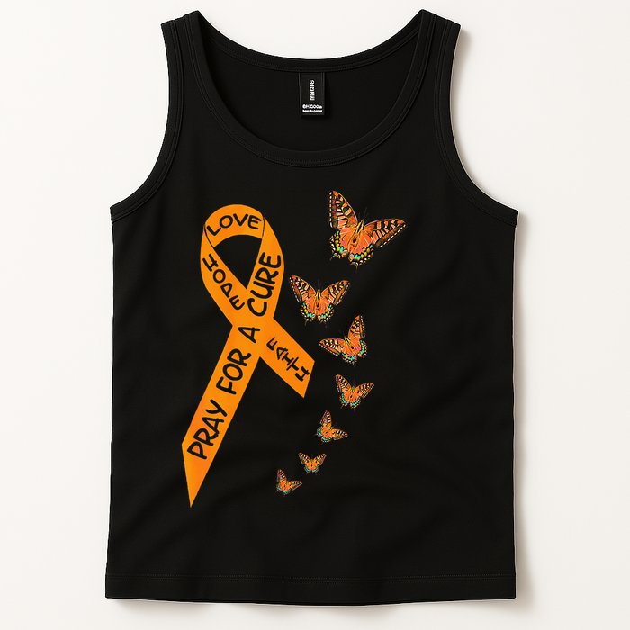 Multiple Sclerosis Awareness Butterfly Orange Ribbon Tank Top