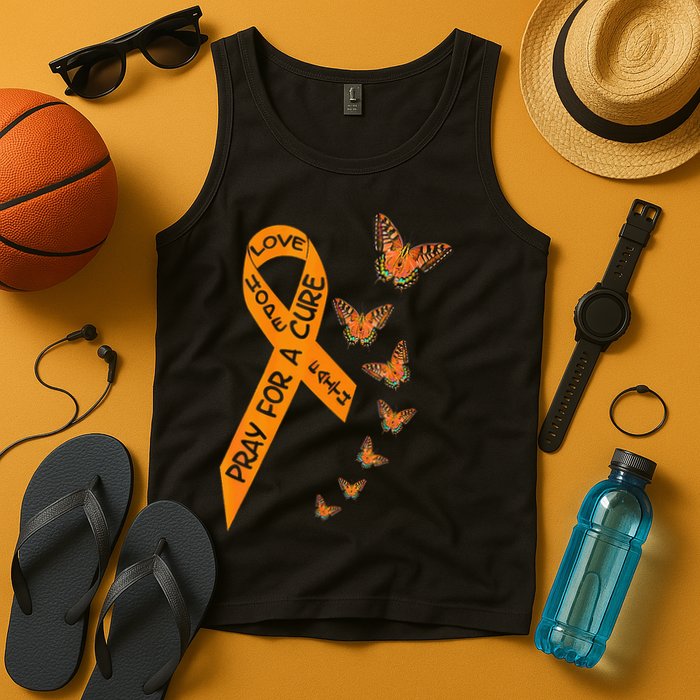 Multiple Sclerosis Awareness Butterfly Orange Ribbon Tank Top
