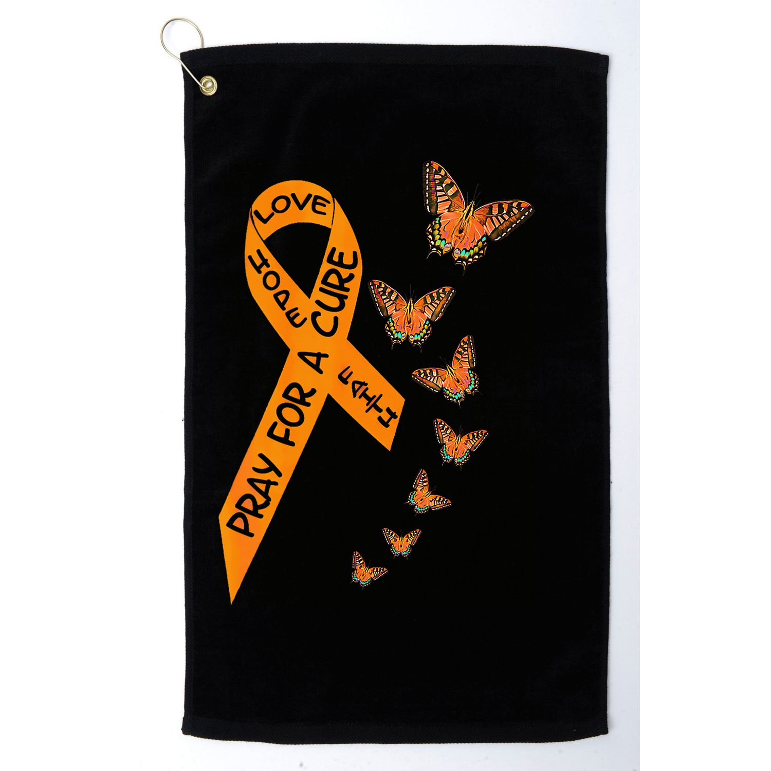 Multiple Sclerosis Awareness Butterfly Orange Ribbon Golf Towel