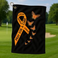 Multiple Sclerosis Awareness Butterfly Orange Ribbon Golf Towel