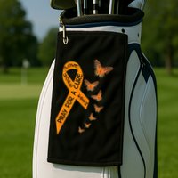 Multiple Sclerosis Awareness Butterfly Orange Ribbon Golf Towel