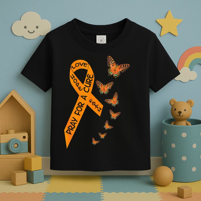 Multiple Sclerosis Awareness Butterfly Orange Ribbon Toddler T-Shirt
