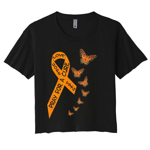 Multiple Sclerosis Awareness Butterfly Orange Ribbon Crop Top