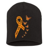 Multiple Sclerosis Awareness Butterfly Orange Ribbon Short Acrylic Beanie