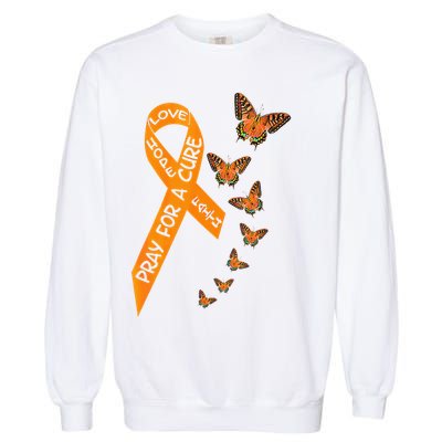 Multiple Sclerosis Awareness Butterfly Orange Ribbon Garment-Dyed Sweatshirt