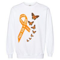 Multiple Sclerosis Awareness Butterfly Orange Ribbon Garment-Dyed Sweatshirt