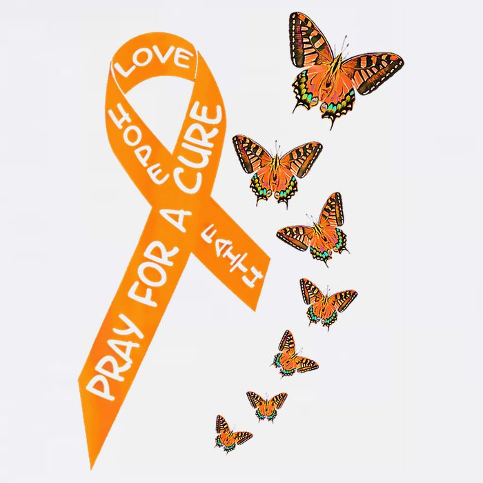 Multiple Sclerosis Awareness Butterfly Orange Ribbon Garment-Dyed Sweatshirt