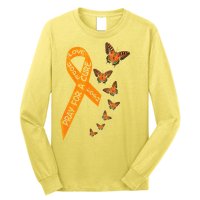 Multiple Sclerosis Awareness Butterfly Orange Ribbon Long Sleeve Shirt