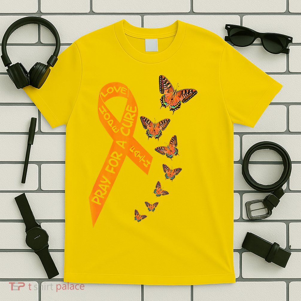 Multiple Sclerosis Awareness Butterfly Orange Ribbon T-Shirt