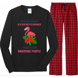 My Spirit Animal Is A Grumpy Flamingo Annoying People Funny Long Sleeve Pajama Set