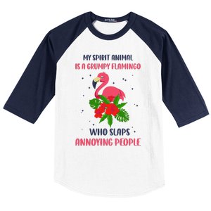 My Spirit Animal Is A Grumpy Flamingo Annoying People Funny Baseball Sleeve Shirt