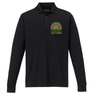 My Students Are My Charms Teacher St Patricks Day Performance Long Sleeve Polo