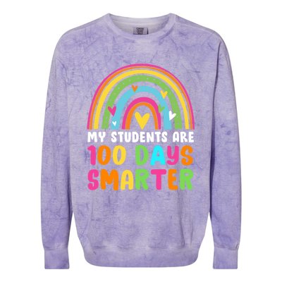 My Students Are 100 Days Smarter Rainbow Teacher Gift Colorblast Crewneck Sweatshirt