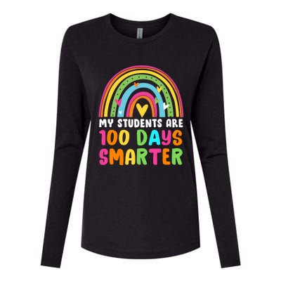 My Students Are 100 Days Smarter Rainbow Teacher Gift Womens Cotton Relaxed Long Sleeve T-Shirt