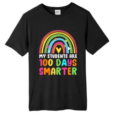 My Students Are 100 Days Smarter Rainbow Teacher Gift Tall Fusion ChromaSoft Performance T-Shirt