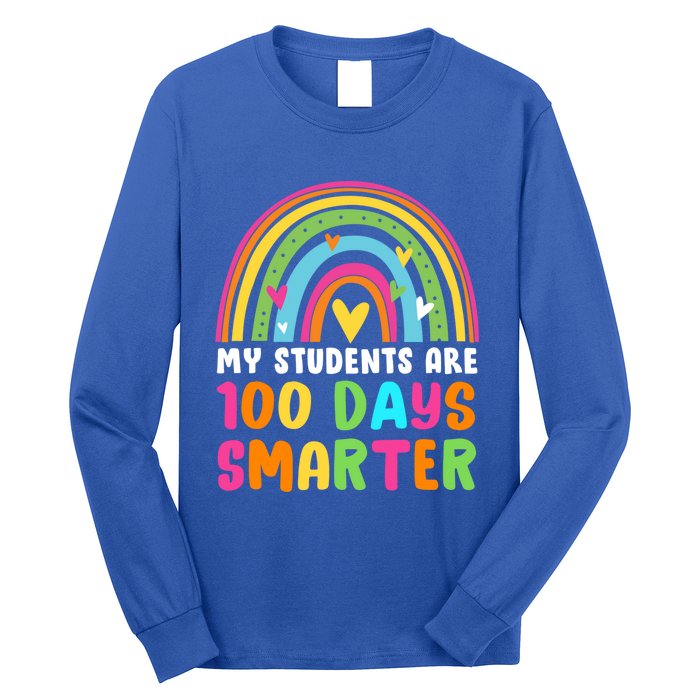 My Students Are 100 Days Smarter Rainbow Teacher Gift Long Sleeve Shirt