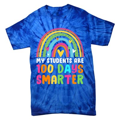 My Students Are 100 Days Smarter Rainbow Teacher Gift Tie-Dye T-Shirt