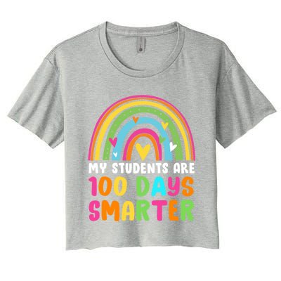 My Students Are 100 Days Smarter Rainbow Teacher Gift Women's Crop Top Tee