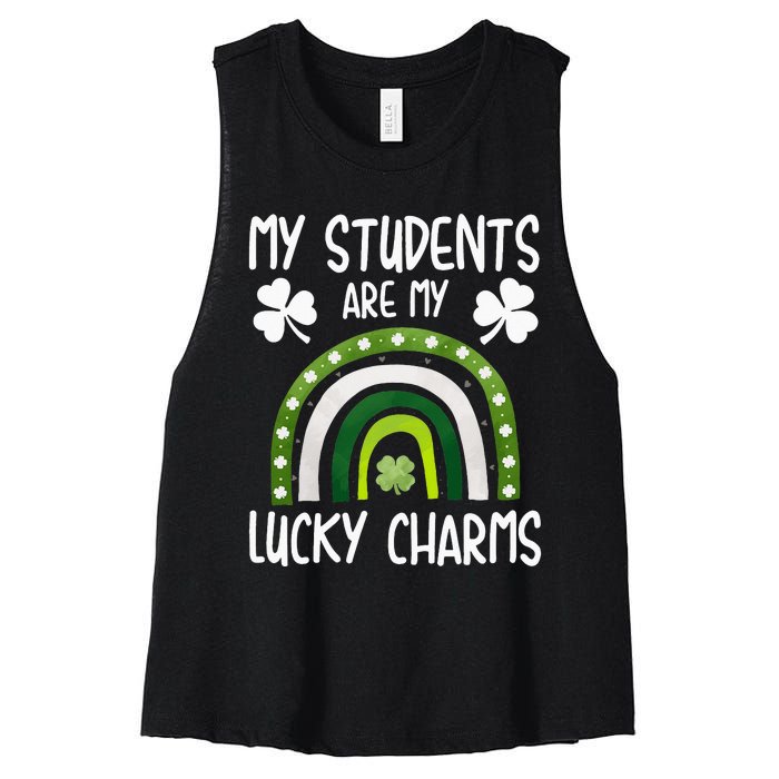 My Students Are My Lucky Charms St Paddy's Day Women's Racerback Cropped Tank