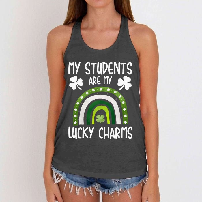 My Students Are My Lucky Charms St Paddy's Day Women's Knotted Racerback Tank