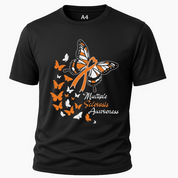Multiple Sclerosis Awareness Butterflies Gift Cooling Performance Crew T-Shirt