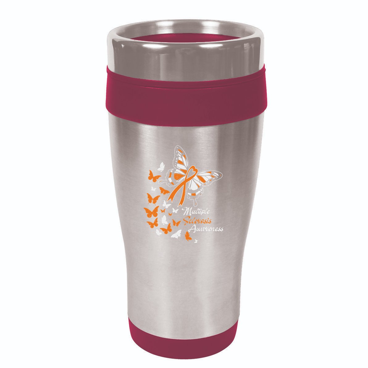 Multiple Sclerosis Awareness Butterflies Gift 16oz Travel Tumbler