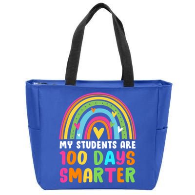 My Students Are 100 Days Smarter Rainbow Teacher Meaningful Gift Zip Tote Bag