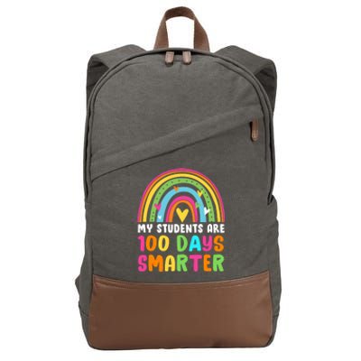 My Students Are 100 Days Smarter Rainbow Teacher Meaningful Gift Cotton Canvas Backpack