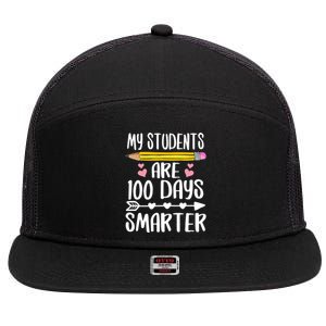 My Students Are 100 Days Smarter Teacher Cute Gift 7 Panel Mesh Trucker Snapback Hat