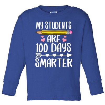 My Students Are 100 Days Smarter Teacher Cute Gift Toddler Long Sleeve Shirt