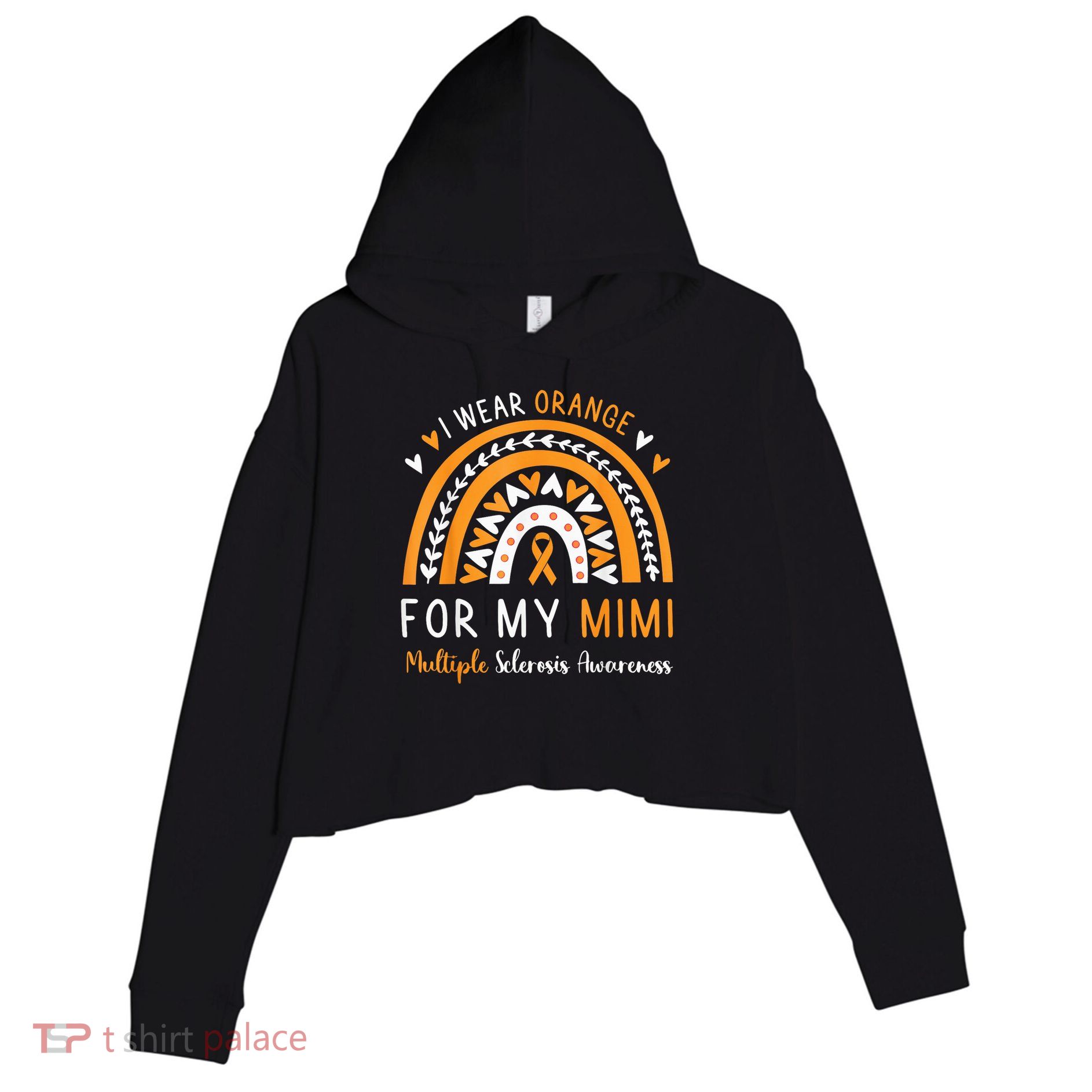 Multiple Sclerosis Awareness I Wear Orange For My Mimi Crop Fleece Hoodie