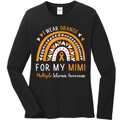 Multiple Sclerosis Awareness I Wear Orange For My Mimi Ladies Long Sleeve Shirt