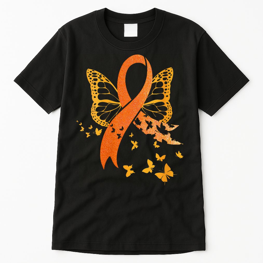 Multiple Sclerosis Awareness Orange Ribbon Butterfly Fighter Tall T-Shirt