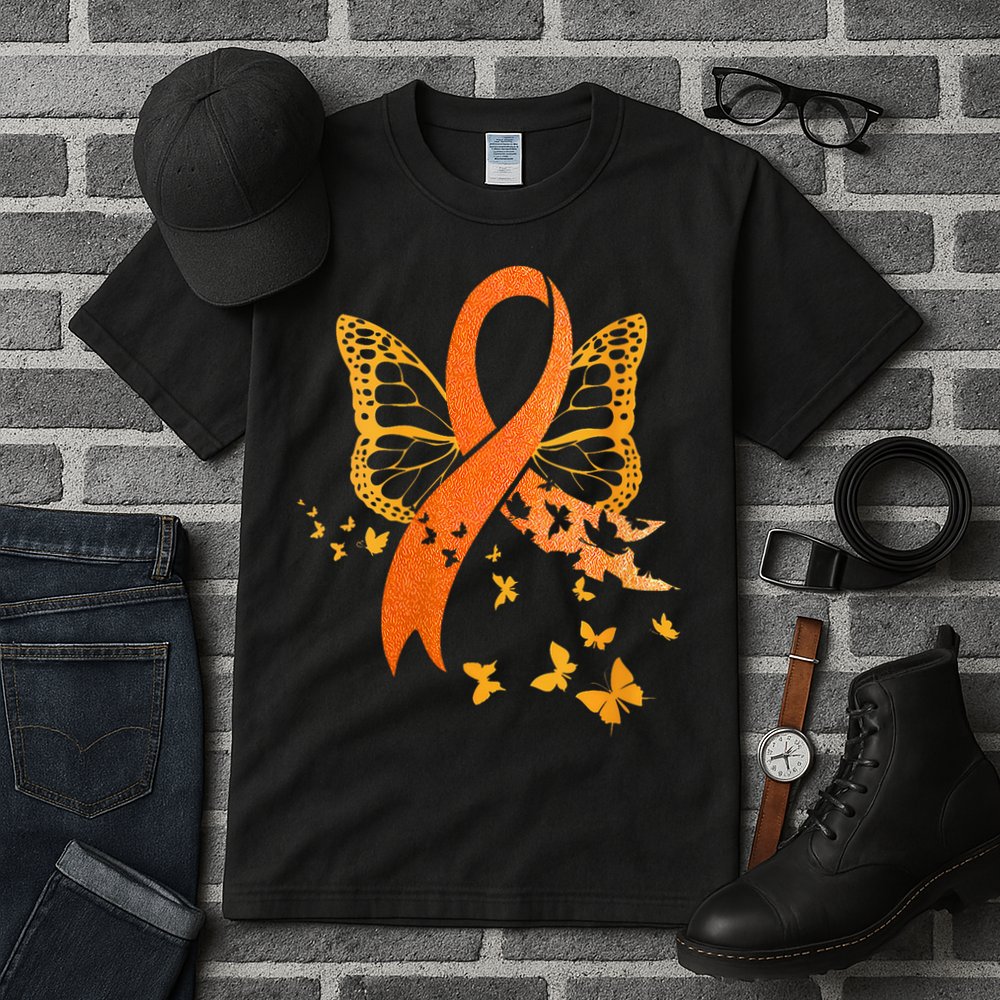 Multiple Sclerosis Awareness Orange Ribbon Butterfly Fighter Tall T-Shirt