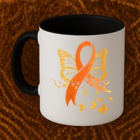 Multiple Sclerosis Awareness Orange Ribbon Butterfly Fighter Mug
