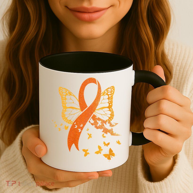 Multiple Sclerosis Awareness Orange Ribbon Butterfly Fighter Mug