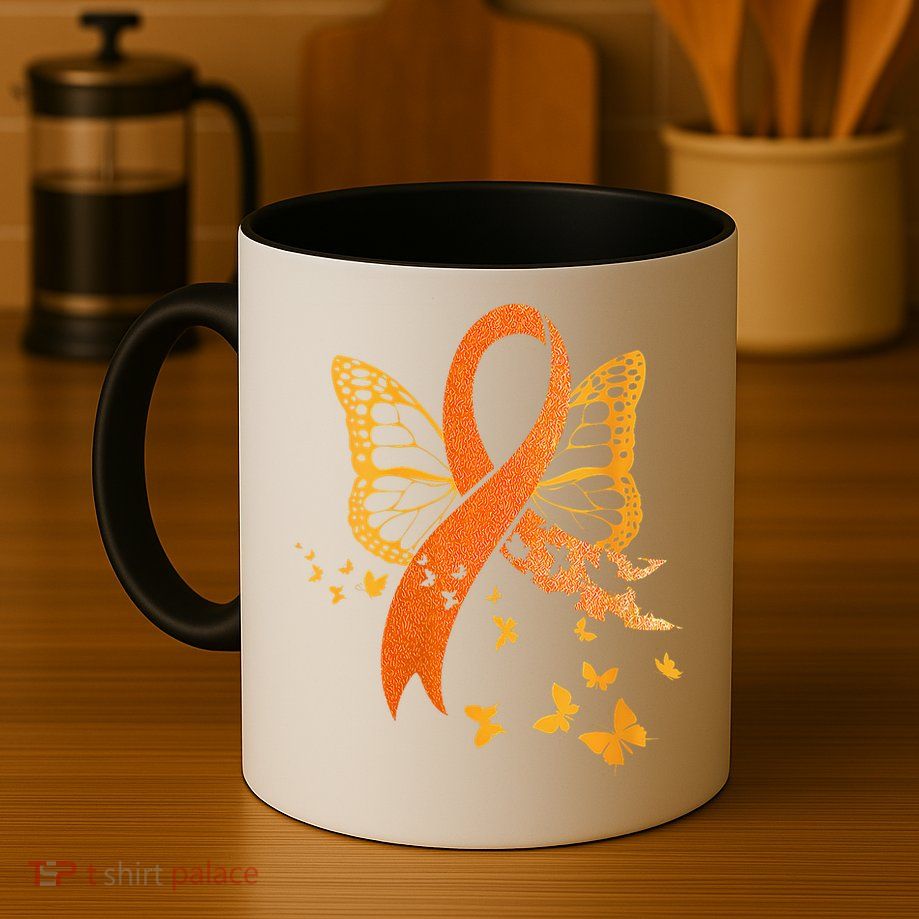 Multiple Sclerosis Awareness Orange Ribbon Butterfly Fighter Mug