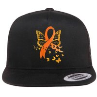 Multiple Sclerosis Awareness Orange Ribbon Butterfly Fighter Flat Bill Trucker Hat